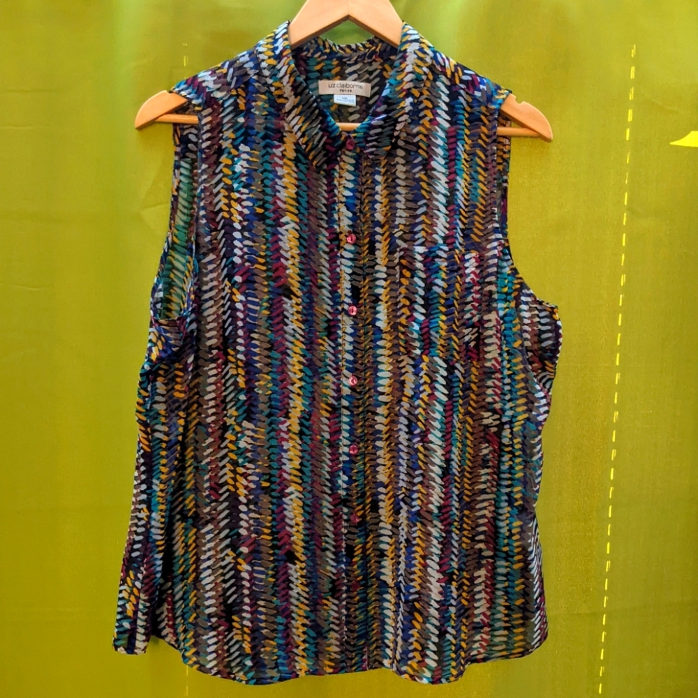 Liz Claiborne Sleeveless Multi-Colored Top Petite XL